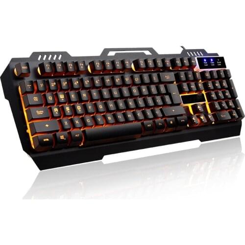 LED Backlit Wired Mechanical Gaming 104 Key Keyboard K12 USB Wired Illuminated Colorful LED Backlight Metal Gaming Keyboard