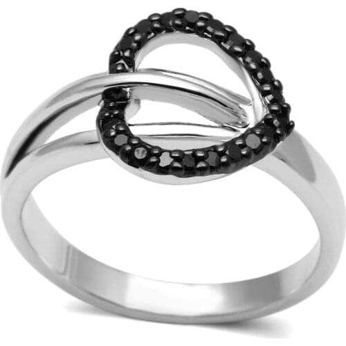 Rhodium + Ruthenium Brass Ring with AAA Grade CZ in Black Diamond