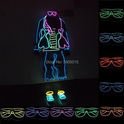 Handmade 10 Colors Optional LED Glasses Glow Party Supplies EL Wire Glasses For Holiday DIY Decoration