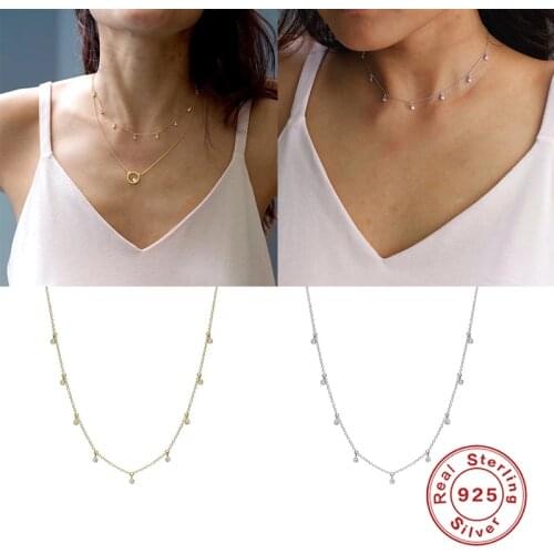 S925 Sterling Silver Charming Collares Mujer Link Chain Choker Pendant Necklace For Women Girls Wedding Birthday Gift Jewelry