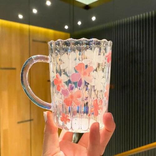 Star Papa Glass Water Cup Coffee Cup Cherry Blossom Laser Colorful Water Cup Star Cup Japanese Version Symphony Glass Gift