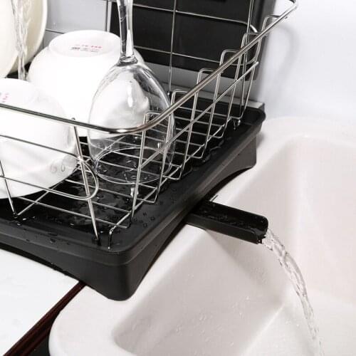 Stainless Steel Dish Drainer Drying Rack With 3-Piece Set Removable Rust Proof Utensil For Kitchen Counter Storage Rack