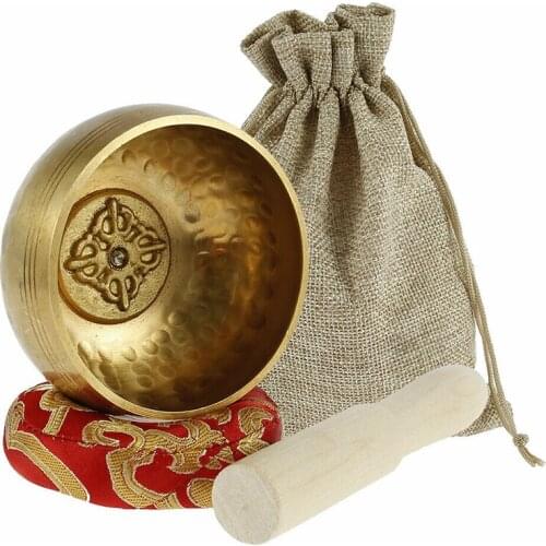 Tibetan Buddhism Meditation Singing Bowl Set Yoga Healing Relaxing With Wooden Stick Hammer Washer Cloth Bag