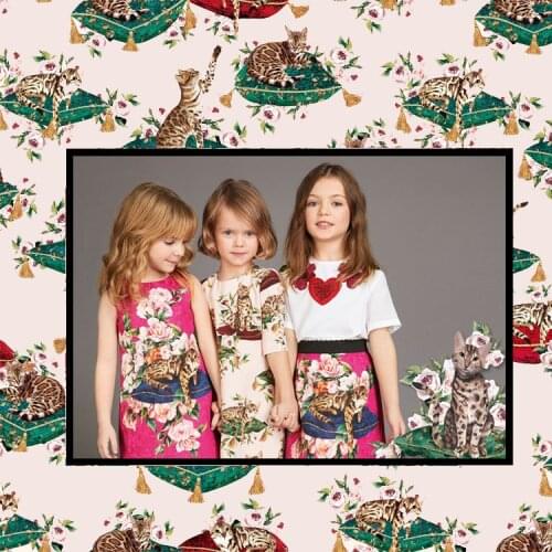 Printed parent-child clothing fabric meter brand printed dress childrens clothing fabric handmade DIY fabric wholesale cloth