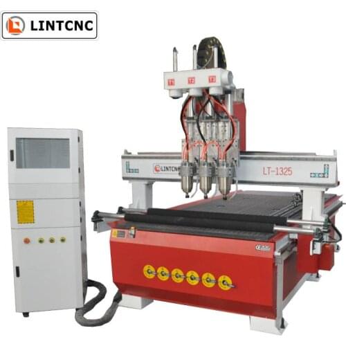Three Cnc Working Process Multi Head Pneumatic Woodworking Cnc Router With Vaccum Table