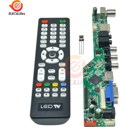 Universal LCD Controller Board TV Motherboard VGA HDMI AV TV USB HDMI Interface Driver Board Module with English Remote Control