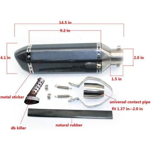 51mm Universal Motorcycle Modified Exhaust Pipe Muffler Exhaust Scooter For CBR125 CBR250 CB400 CB600 YZF FZ400 Z750 ZX-6R Z1000