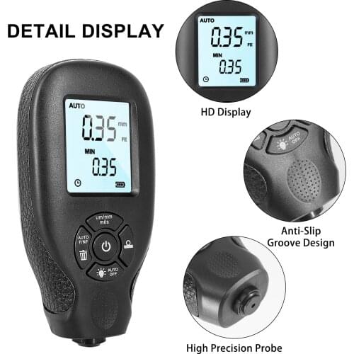 HW-300 Coating Thickness Gauge 0-2000UM Car Paint Film Thickness Tester Measuring Manual Paint Tool Coating Thickness Meter