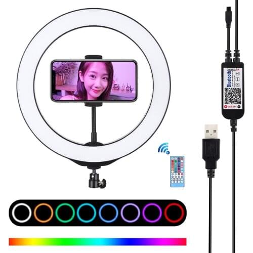 Video Light Dimmable LED Self-timer Ring Light Photography Light with Mobile Phone Holder for Makeup and Live Video