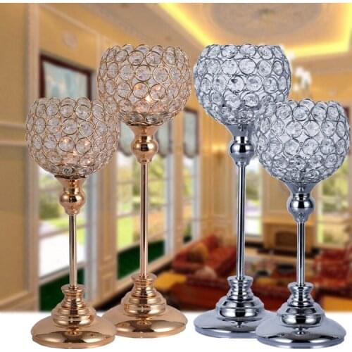 Tall European iron hollow crystal single head Candle wedding gifts wedding romantic dinner Home Furnishing ornaments