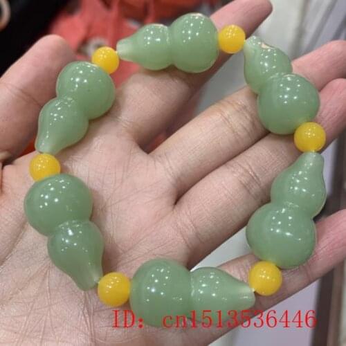 New Natural Hotan Jade Gourd Elastic Bracelet Accessories DIY Handmade Lucky Women Jade Beads Jewelry Female Exorcism Amulet