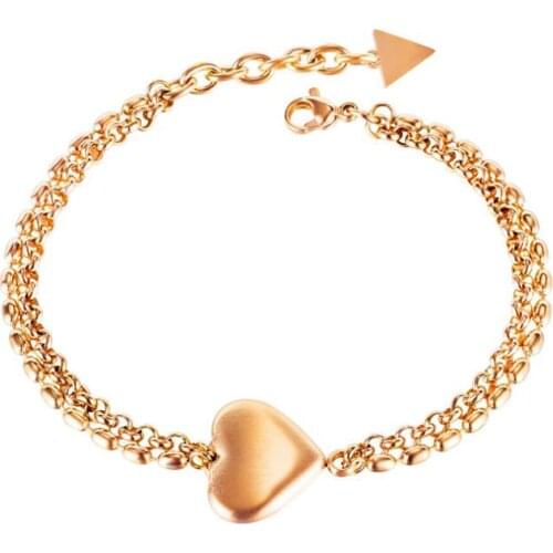 Stainless Steel Gold Mini Heart Minimalism Bracelet Bangle Jewelry Women Mother Days Gift