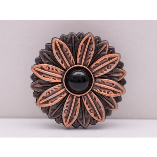 10pcs Retro Copper Beauty Turquoise Rose Floral Leathercraft Sewing Button Concho For Garment Clothing Luggage Bag Accessories