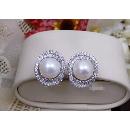 11-12MM natural freshwater pearl earrings with round and flawless Pearl Earrings