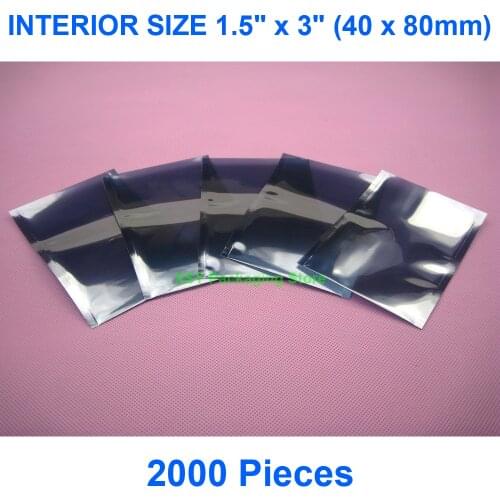 2000 Pieces ESD Bags INTERIOR SIZE 1.5" x 3" (40 x 80mm) Small Anti Static Shielding Bag Electronic Product Packing Pouches