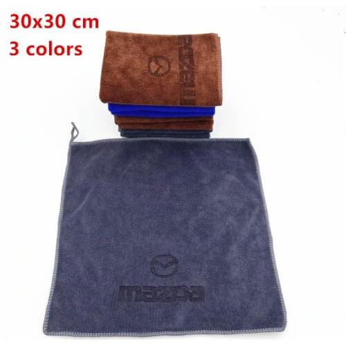 30*30CM Car Sticker Wash Microfiber Towel Car Cleaning For Mazda Axela 2 3 5 6 CX-3 CX-5 CX-7 CX-9 MX-5 Car Styling