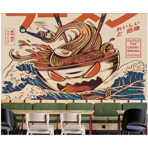 3d room wallpaper custom photo mural Hand-painted color Japanese ramen restaurant snack bar restaurant wallpaper for walls 3 d