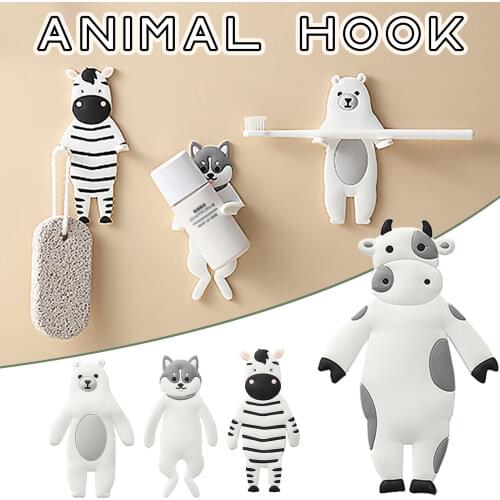 4PC Door Hooks Cute Animal Hanger Wall Door Keychain Decoration Frame Cartoon Free Punch Hook Wall Hook porte manteau pour porte