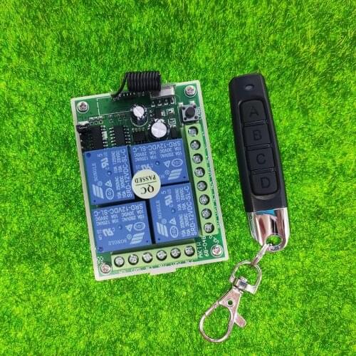 433MHZ RF Wireless DC12V 24V 10A 4 channel Remote Control Switches Receiver Transmitters Motor/fan/street lamp power