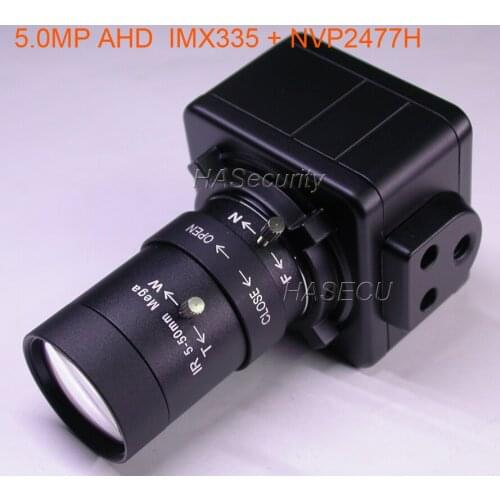 AHD (5MP, 4MP) 5-50mm Manual Zoom & Focal LENs 1/2.8" Sony STARVIS IMX335 + NVP2477H CCTV camera module Box Style (UTC)