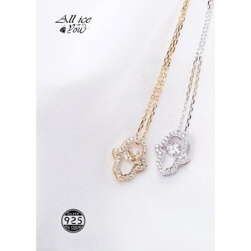 ALLICEONYOU New 925 Sterling Silver High Quality Iced Out Cubic Zirconia Palm Pendant&Necklace Hip Hop Fashion Jewelry Gift