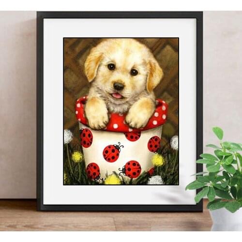 5D DIY Diamond Painting Dog Cup Full Square/Round Drill Decoration Home Mosaic Diamond Embroidery Animals