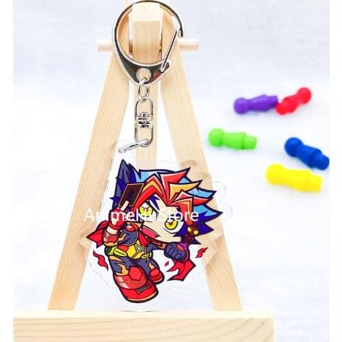 Anime YGO Yu-Gi-Oh! VRAINS Keychain Figure Doll YuGiOh Yu Gi Oh Takeru Homura Revolver Acrylic Keyring Bag Pendant for Gift