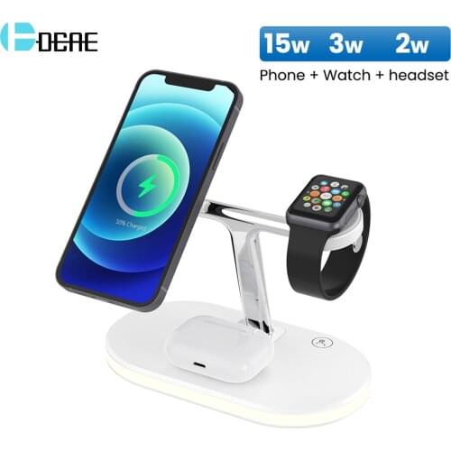 20W Qi Fast Wireless Charger For iPhone 12 Pro Max Mini 5 In 1 Magnetic Charging Stand For Airpods Pro Apple Watch 6 5 4 Station