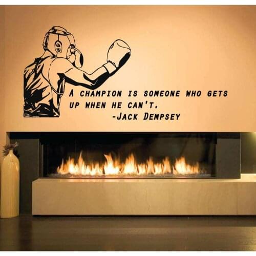 Boxing quote Wall Sticker for Bedroom Decor gloves helmet Sport fight Wall Decal Boxing Sport Vinyl Home Living Room Decor X266