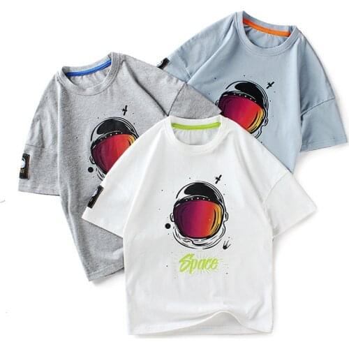 DIIMUU Summer Boys T-Shirts Teens O-Neck Tops Children Casual Party Clothing Kids Cotton Tees Sports Types Fashion Cartoon Print
