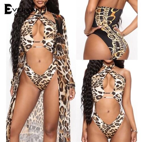 Everkaki Leopard Print Bikini 2PCS Sets Women Summer Beach Boho Swim Bodysuits and Kimono Swimsuit Bathers Swimwear Female 2021