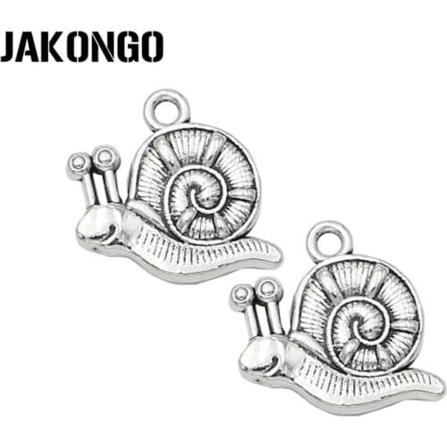 JAKONGO Tibetan Silver Plated Snail Charm Pendants Handmade Jewelry Accessories Making Bracelet DIY 16x18mm