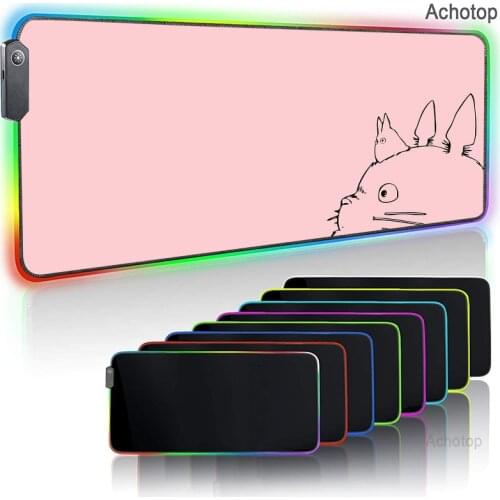 Kawaii Pink 900x400mm Cute Large RGB Gaming Mouse Pad XXL Computer Gamer Keyboard LED Mouse Mat Totoro Mousepad for PC Desk Pad