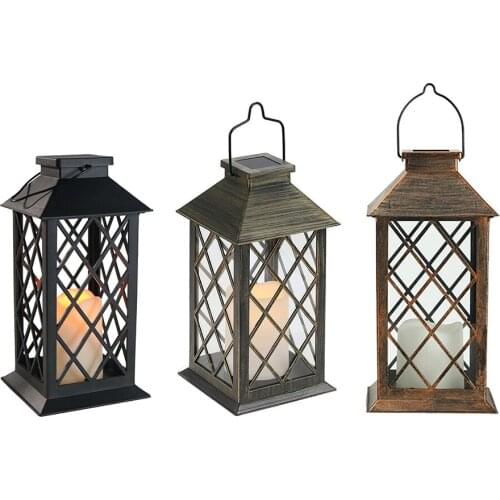 Solar Powered Lamp Retro Lantern Candle Twinkle Light Waterproof Outdoor Garden courtyard Hanging Decoration Lantern