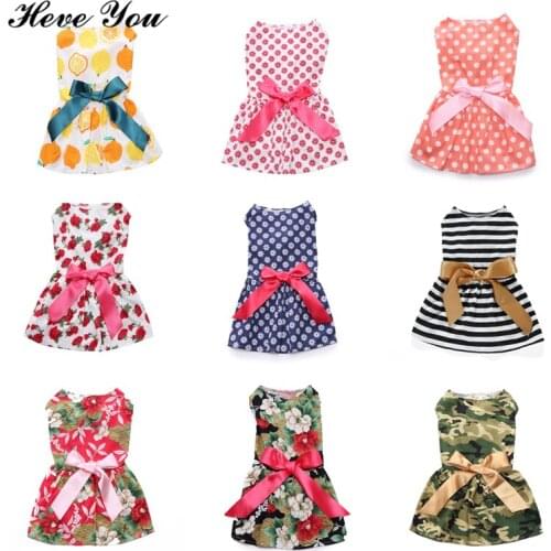 Heve You 2018 Summer Bowknot Dog Dress Pet Clothes for Small Dogs Clothing Pet Party Princess Dresses Puppy Cat Cute Skirt XS~L