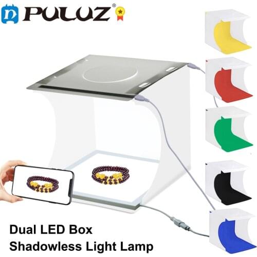 PULUZ Mini Photo Studio Lightbox Shadowless LED Foldable Photography Shooting Tent Box Kit&6 Colors Background Photo Softbox