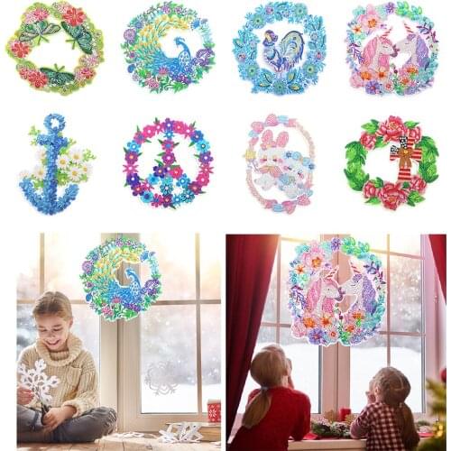 5D Diamond Painting Wreath Kit Crystal Art Special Shaped Full Drill Wall Door Window Wreath Decor Unicron Peacock Wreath