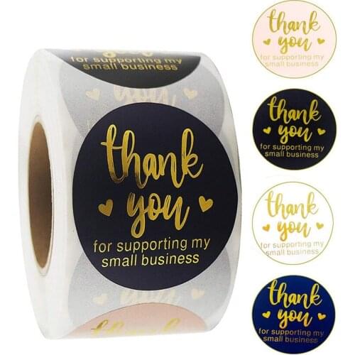 500pcs 1inch Thank You Stickers Seal Label Gold Foil Paper Decoration Sticker For Handmade Wedding Gift decor Stationery Sticker
