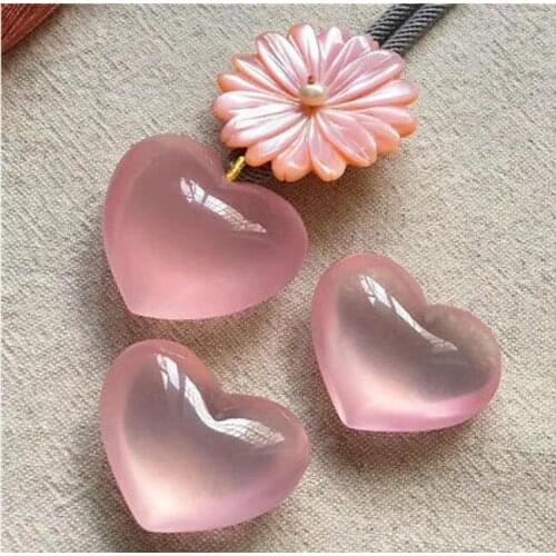 Natural Rose pink Crystal Mozambique Love Shape Pendant 33x25x14mm AAAA