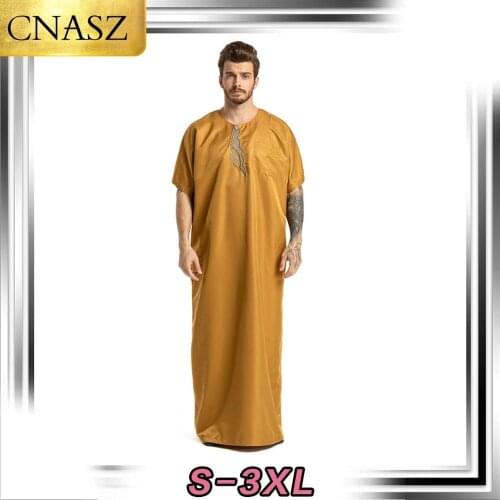 New Arrivals Islamic Clothing Man Muslim Men Hooded Arabic Short Sleeve Thobe Jubba 2020 Dubai
