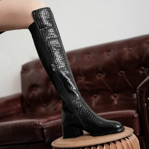 New winter style Knee high boots Genuine leather Women boots warm Motorcycle boots fashion Female boots cowhide Women shoes