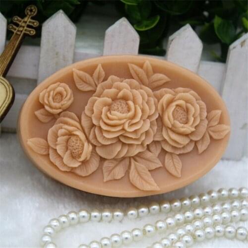 New Product!!1pcs Flowers with Oval Shaped (zx303) Silicone Handmade Soap Mold Crafts DIY Mould