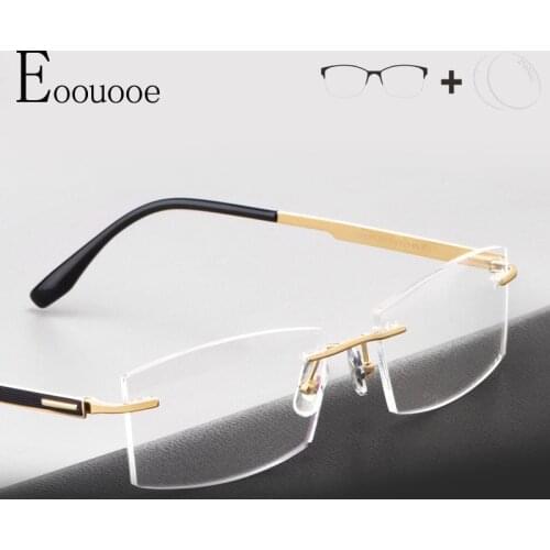 Rimless Glasses Titanium Spectacles Photochromism Prescription Lens Eyewear Multifocal Opticas Assembly Glasse Frame