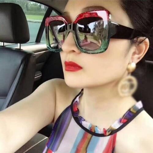 Fashion Luxury Brand Designer Sunglasses Women Ladies Square Frame Bee Sun Glasses Red Green Colors Eyewear Oculos De Sol Gafas