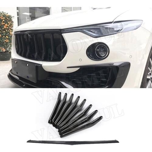 Carbon Fiber Front Grill Trim Strips Grille Decoration Cover Frame for Maserati Levante 2016-2019 9PCS/Set Car Styling