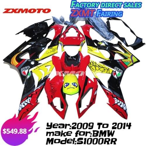 ZXMOTO Full Fairing Panel Kit Plastic Bodywork For 2009 To 2014 BMW S1000RR Red Angry Shark Cream Blue 2012
