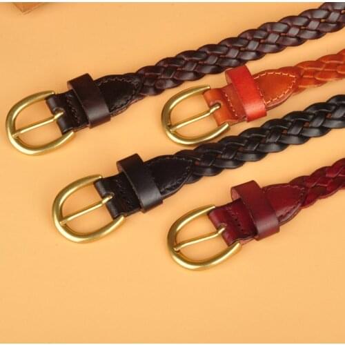 Women Belt Genuine Leather Female Belt Woven Knitted Quality Belt Vintage Pin Buckle Strap Luxury strap Belts Cummerbund