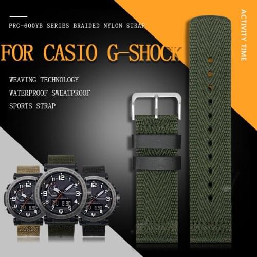 For Casio PRG-600YB-3 PRG-650 PRW-6600 PRG-600YB Series male nylon canvas watch strap army green khaki black custom watchband 24
