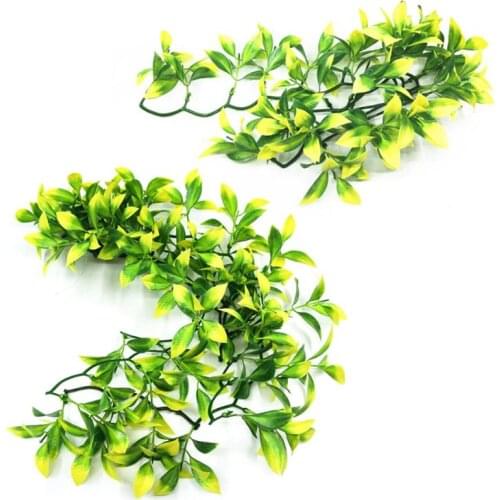 Reptile Aquarium Landscaping Artificial Plastic Plant with Suction Cup