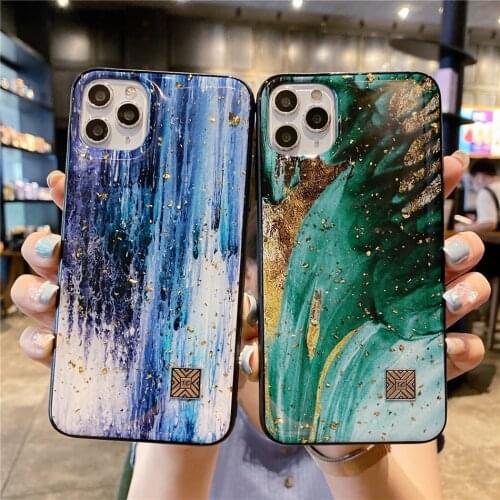 Luxury Glitter Gold Foil Oil Painting Lines Phone Case for iPhone 11 12 Mini Pro XS MAX XR X 7 8 Plus SE 2020 Back Cover Coques